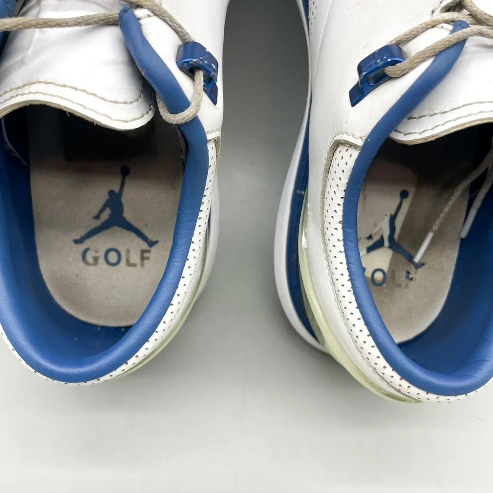 Jordan Mens 9.5 ADG 4 Golf Shoes White Blue Spikeless Sporty Preppy Gorpcore